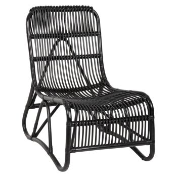 кресло естествен ратан черно