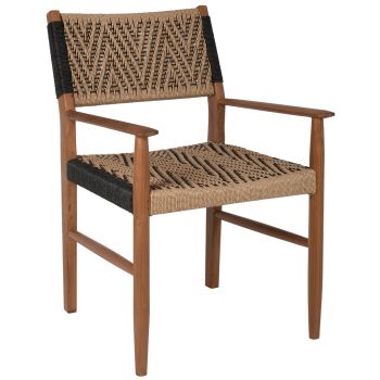 Кресло от тик с въжена плетена седалка и облегалка