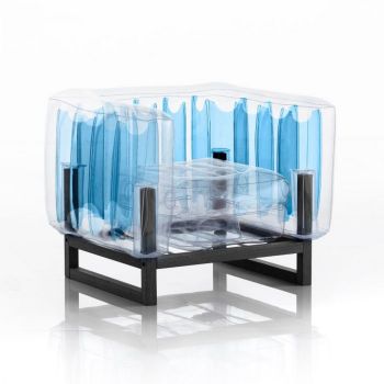 Кресло Йоми алуминиево двуцветно прозрачно+синьо