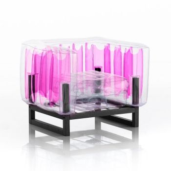 Кресло Йоми блек ууд двуцветно прозрачно+розово