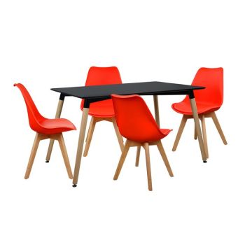 Сет маса Арт 120х80 см с 4 стола Мартин червени