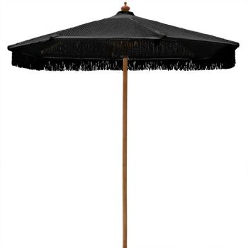 Дървен чадър Черно макраме ф200 см