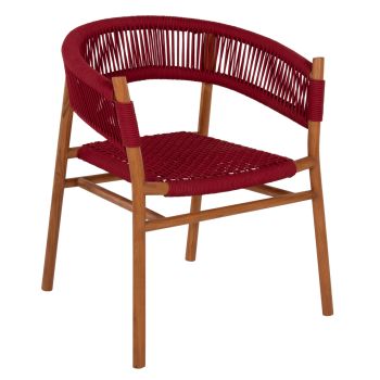Тиков стол Ървинг с бордо въже