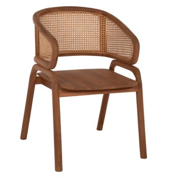 Кресло от тик с естествен ратан на облегалката