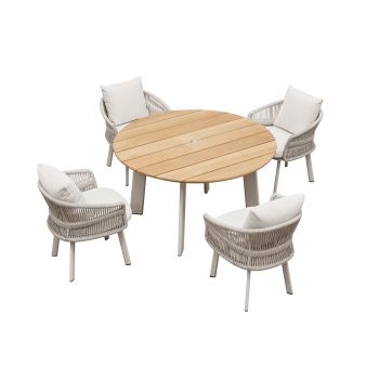 Трапезен сет Aio Dining Round-Бял